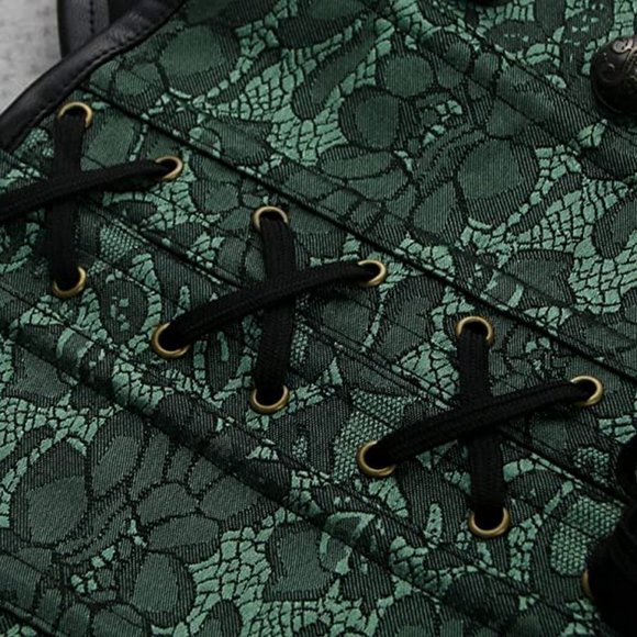 Brand new Women's Spiral Steel Boned Steampunk Gothic Bustier Corset, Green - Picture 5 of 7